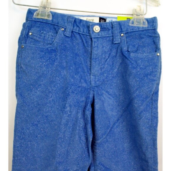 NWT GAP Kids Flare Stretch Light Blue Sparkly Corduroy Pants Snap & Zip Closure - Picture 3 of 16